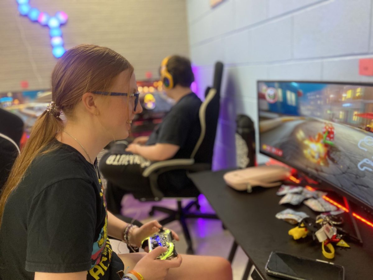 Junior Layla Blevins races in a Mario Kart game during a recent CCHS eSports match.